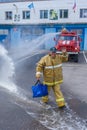 Seeing off the retirement of a firefighter in Russia.