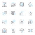 Seek out linear icons set. Pursue, Explore, Discover, Investigate, Uncover, Search, Find line vector and concept signs