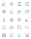 Seek out linear icons set. Pursue, Explore, Discover, Investigate, Uncover, Search, Find line vector and concept signs