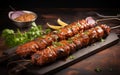 Seekh Kebab Plated on Dark Background with Garnish Royalty Free Stock Photo