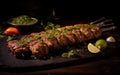 Seekh Kebab Plated on Dark Background with Garnish Royalty Free Stock Photo