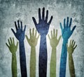 Seeking help Hands reaching out