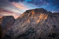 Seekofel peak in Dolomites at sunrise, Italy