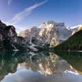 Seekofel reflecting at Lake Prags