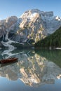 Seekofel reflecting at Lake Prags