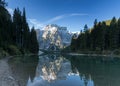 Seekofel reflecting at Lake Prags