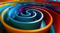 A seemingly endless maze of concentric circles each one a different color and size
