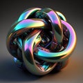 3D Render of a Knot Made of Anodized Iridescent Aluminum - Generative AI Royalty Free Stock Photo