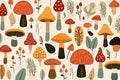 Seemless pattern background of wild mushroom