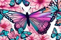 , Butterfly with Flower Wings, Vector Design, Fashion, Poster, Card, Sticker