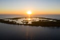 Aerial View of Amazing Tropical Island at Sunset in Indonesia Royalty Free Stock Photo