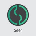 Seer Cryptographic Currency Coin. Vector Sign Icon of SEE.