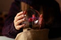 Seer with magic ball performs ritual. Psychic vision, fortune teller