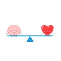 Seesaw with cute brain and heart meditating