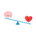 Seesaw with dancing heart and skeptic brain