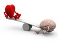 Seesaw with heart and brain Royalty Free Stock Photo