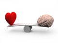 Seesaw with heart and brain Royalty Free Stock Photo