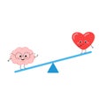 Seesaw with nerdy brain and cute heart Royalty Free Stock Photo