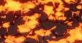 Seething lava and stone 3D render illustration.