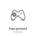 Sega gamepad outline vector icon. Thin line black sega gamepad icon, flat vector simple element illustration from editable