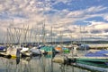 Sailboat harbor on Lake Constance, in the background you can see the Lake Constance ferry.