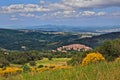 Seggiano, Grosseto, Tuscany, Italy: landscape of the countryside with the ancient hill town Royalty Free Stock Photo