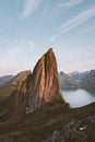 Segla Mountain peak landscape in Norway sunset rocks