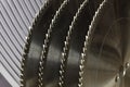 Segment of circular saws for cutting wood closeup Royalty Free Stock Photo