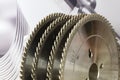 Segment of circular saws for cutting wood closeup Royalty Free Stock Photo