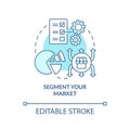 Segment your market blue concept icon