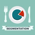 Segmentation concept - chart on a plate, one segment is separate