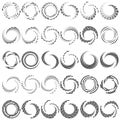 Segmented circle with rotation.Circular and radial Dashed lines volute, helix. Abstract concentric circle.Spiral, swirl, twirl