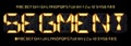 Segmented display font. Digital calculator lcd screen letters and countdown numbers, futuristic tech glowing alphabet. Retro 14