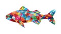 Segmented Geometric Fish: Dynamic Abstract Aquatic Art, vector design Generative AI Royalty Free Stock Photo