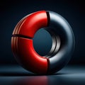 Segmented ring progress indicator in high gloss red and blue, circular status icon with luminous edg Royalty Free Stock Photo