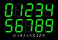 Segmented lcd display numbers. Digital time timer signs, tech clock count or retro led calculator screen font vector set vector