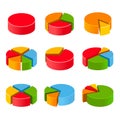 Segmented and multicolored pie charts set Royalty Free Stock Photo