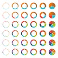 Segmented pie charts and arrows set.