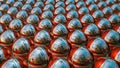 segmented silvery-red spheres. abstract three-dimensional background. 3d render