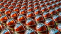 segmented silvery-red spheres. abstract three-dimensional background. 3d render