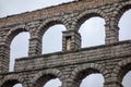 Segovia aqueduct on a cloudy day