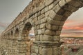 Segovia Aqueduct at dusk.