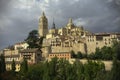 Segovia cathedral and cityscape. Medieval city surrounded by walls. Segovia. Castile and Leon. Spain