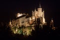 Segovia nocturnal, monumental city. Alcazar, cathedral and churches. Royalty Free Stock Photo