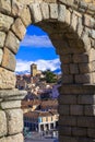 Segovia , Spain - arches of roman aqueduct Royalty Free Stock Photo