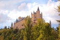 Segovia, Spain. The famous Alcazar of Segovia, rising out on a rocky crag, built in 1120. Castilla y Leo.