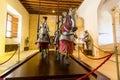 Segovia, Spain - October 9, 2017: The Alcazar of Segovia. Representation of knights mannequins on horses at Knights Hall of the