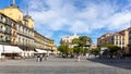 Plaza Mayor cityscape, town square in Segovia, Spain