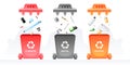 Segregation and recycling. Containers for garbage and trash. Rubbish bins for sorting different types of waste. Multi-colored cans Royalty Free Stock Photo