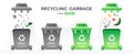 Segregation and recycling. Containers for garbage and trash. Rubbish bins for sorting different types of waste. Multi-colored cans Royalty Free Stock Photo